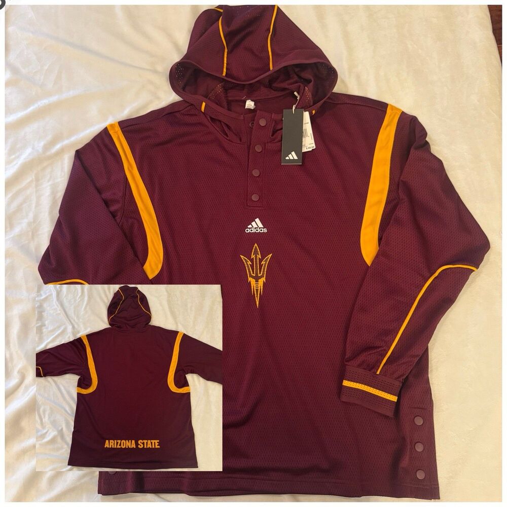 Adidas Arizona State Sun Devils Team Issue Basketball Hooded Shirt
